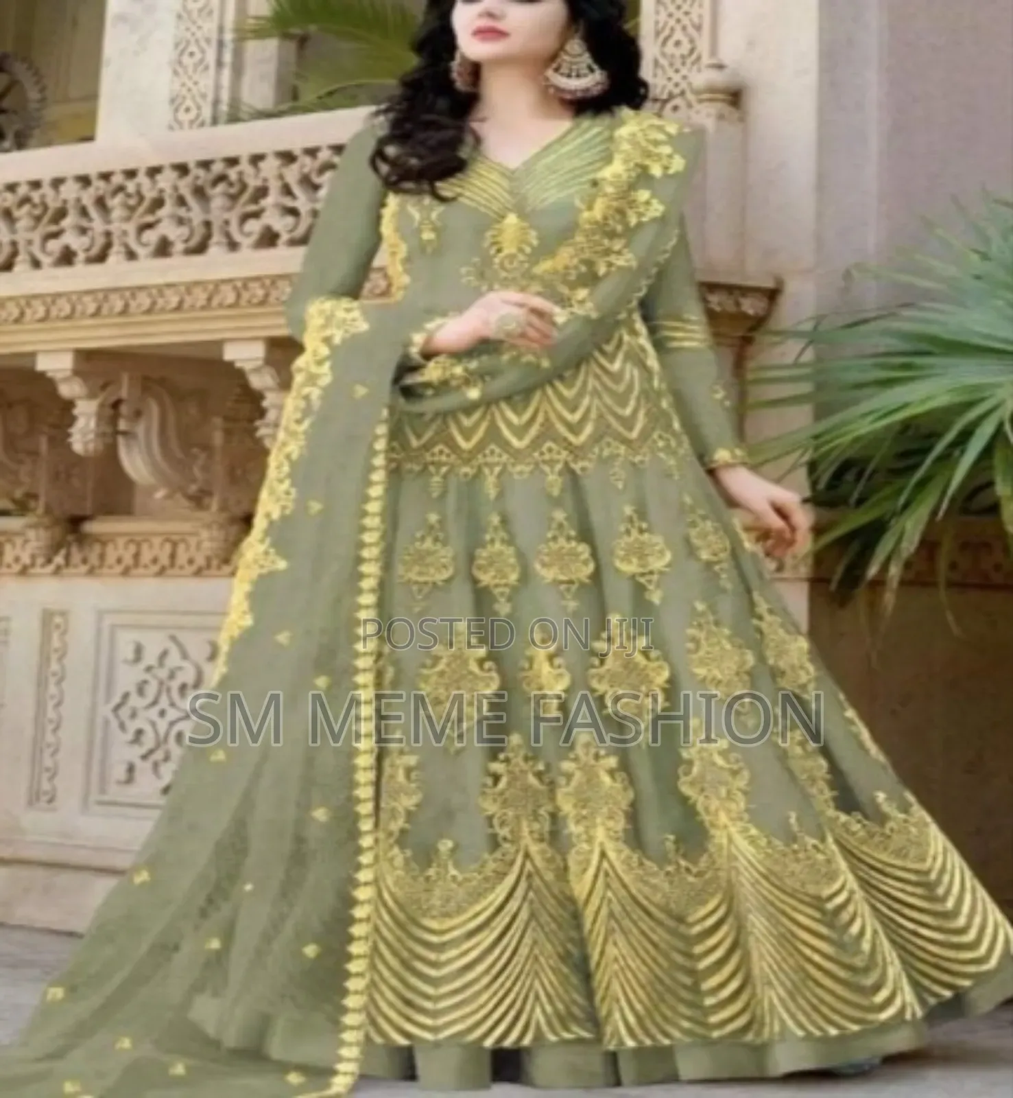 Premium Quality Unstitched Gown With Embroidery