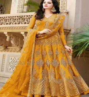 Premium Quality Unstitched Gown With Embroidery