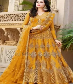 Premium Quality Unstitched Gown With Embroidery