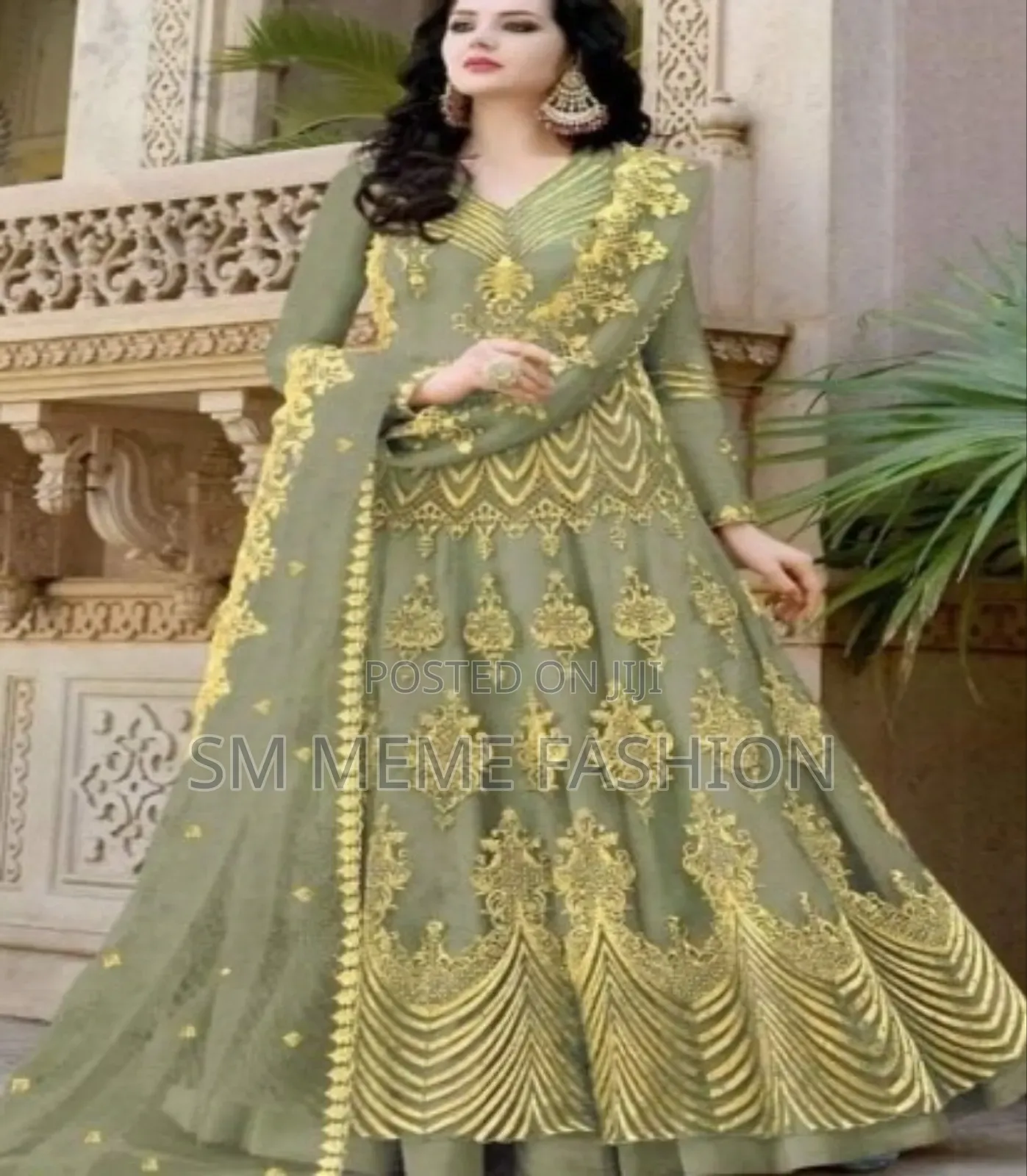 Premium Quality Unstitched Gown With Embroidery