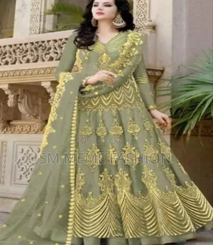 Premium Quality Unstitched Gown With Embroidery