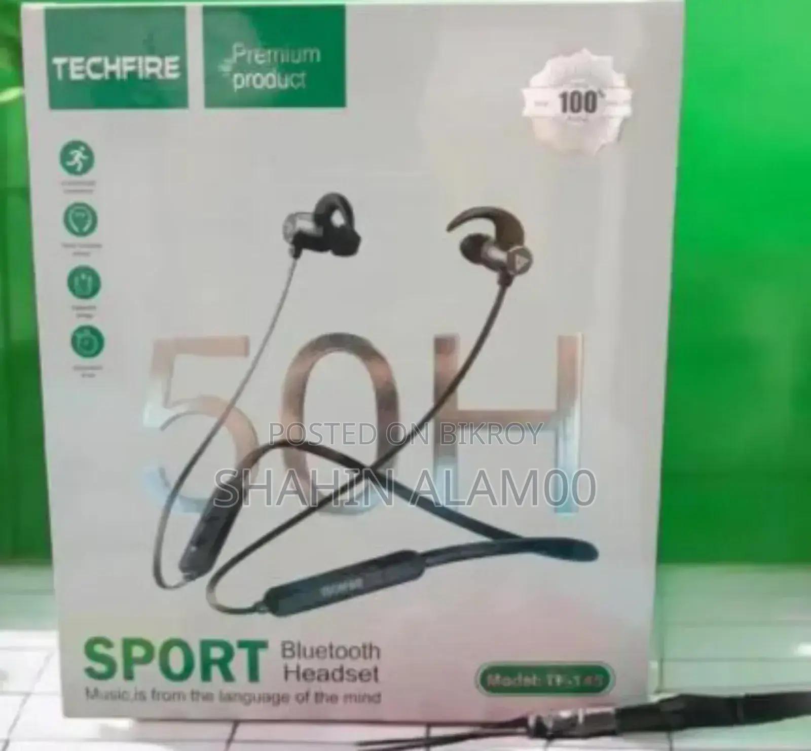 নেকব্যান্ড Techfire ব্লুটুথ হেডসেট ৫০ ঘণ্টা | নেকব্যান্ড