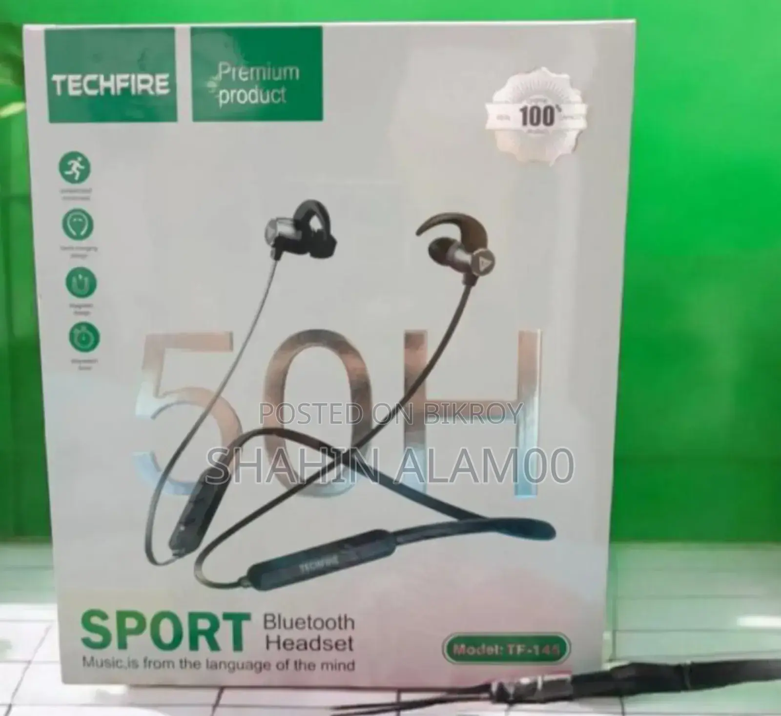 নেকব্যান্ড Techfire ব্লুটুথ হেডসেট ৫০ ঘণ্টা | নেকব্যান্ড
