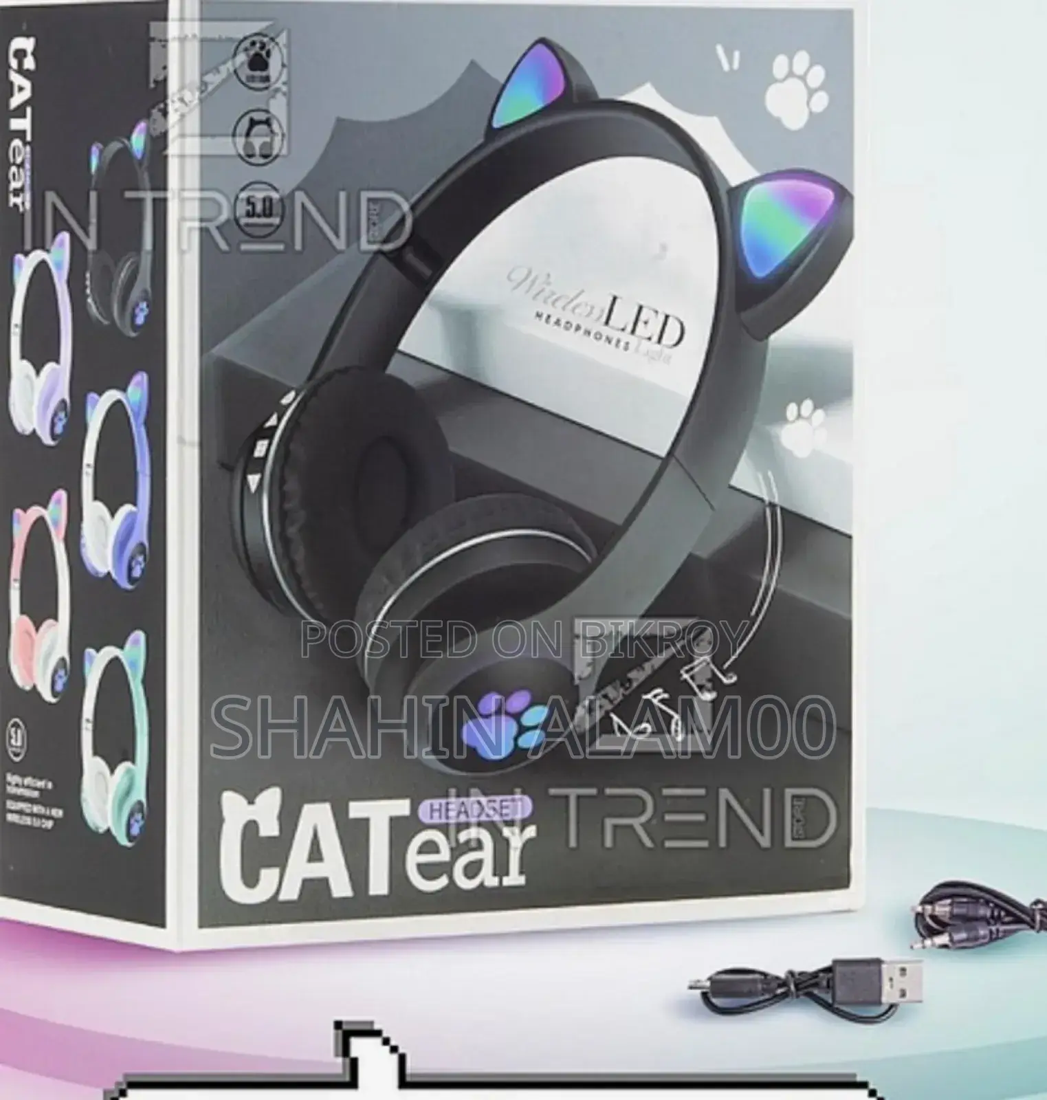 Ap-Techwireless Led Bluetooth Cat Ear Headphones
