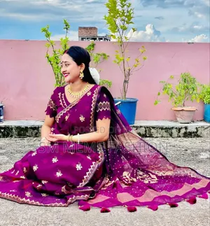 সেমি মসলিন শাড়ি উইথ ব্লাউজ পিস