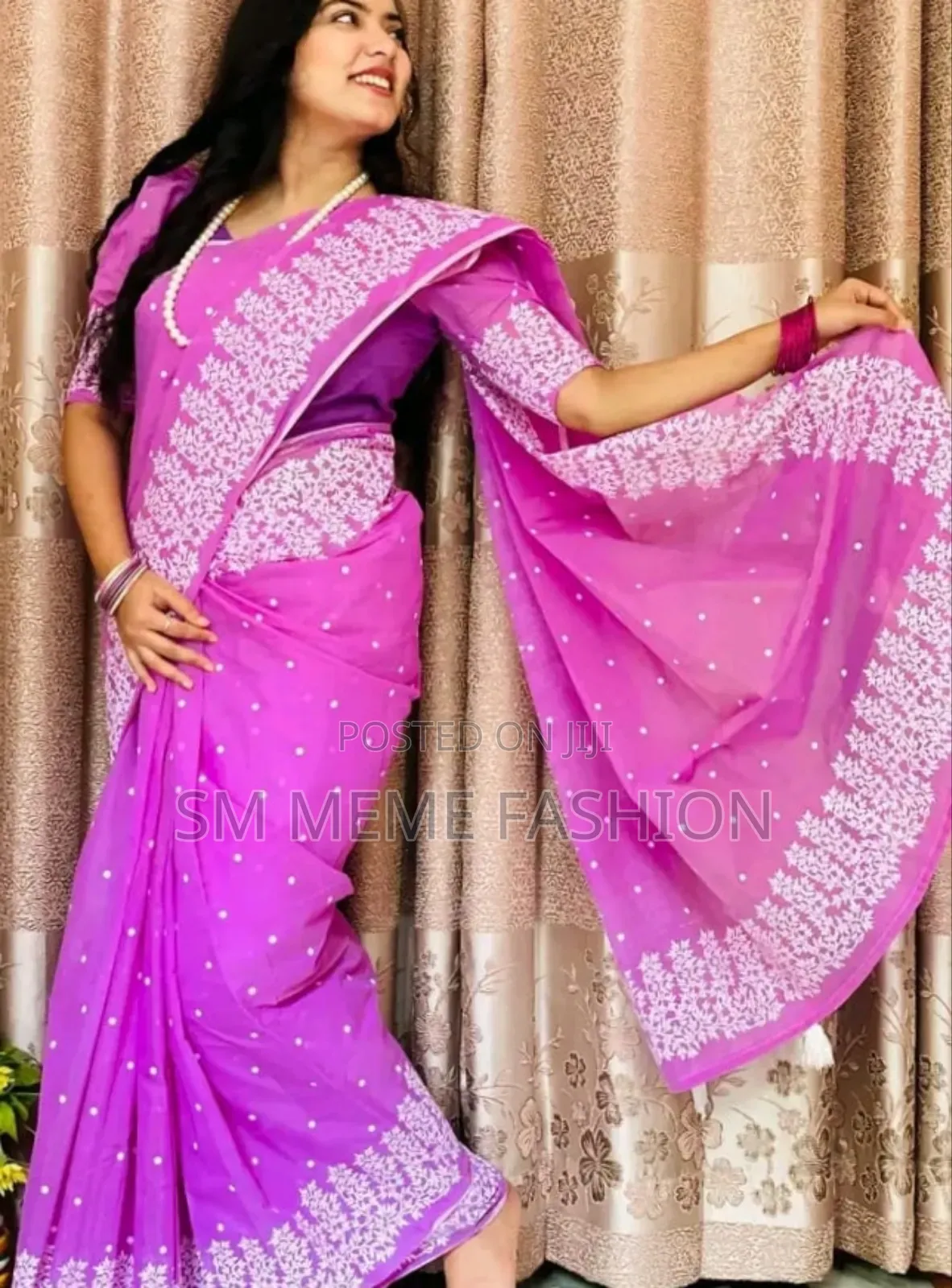 Half Silk Block Print Sharee