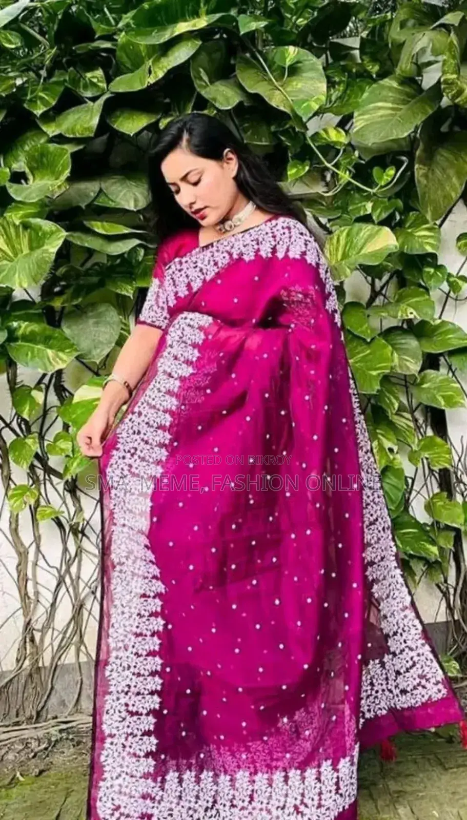 হাফ সিল্ক ব্লক প্রিন্ট শাড়ি