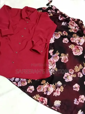 Photo - প্রিন্টের চেরি ফেব্রিক শার্ট স্কার্ট সেট R