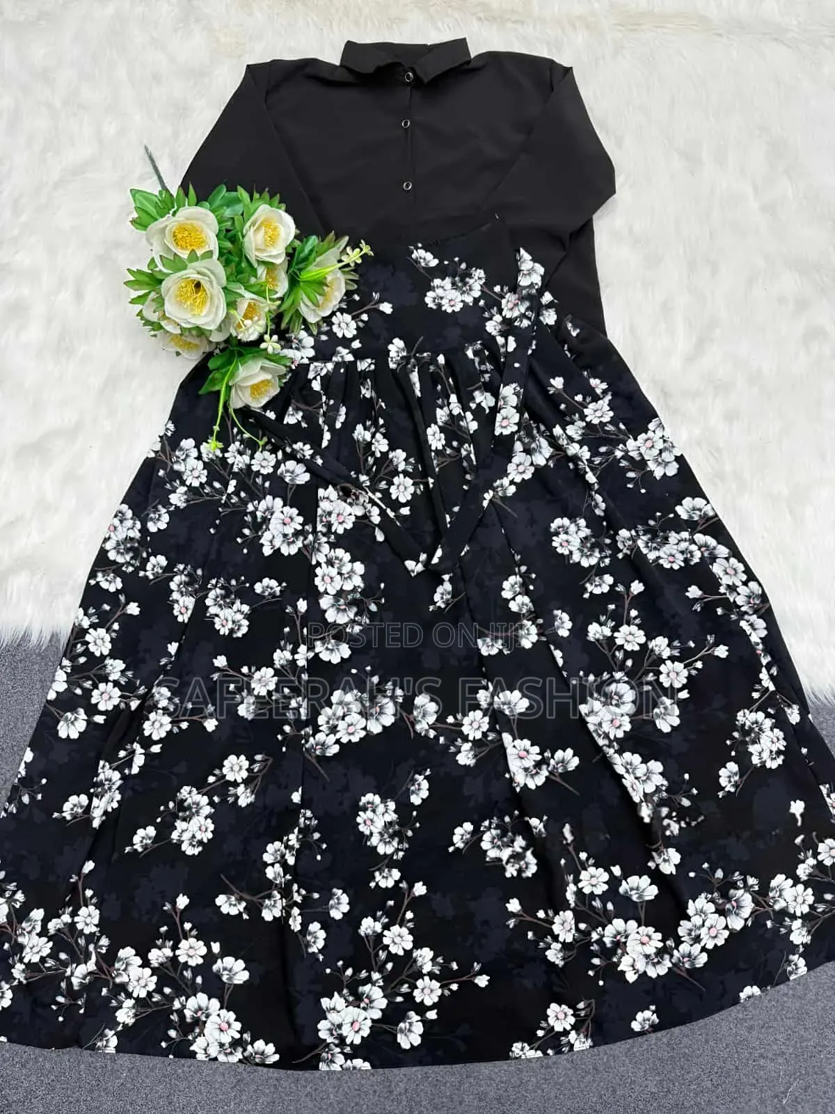 প্রিন্টের চেরি ফেব্রিক শার্ট স্কার্ট সেট R