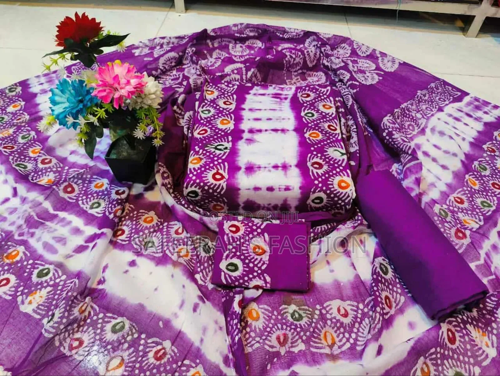 Vip মোমবাটিক থ্রি পিস Sj