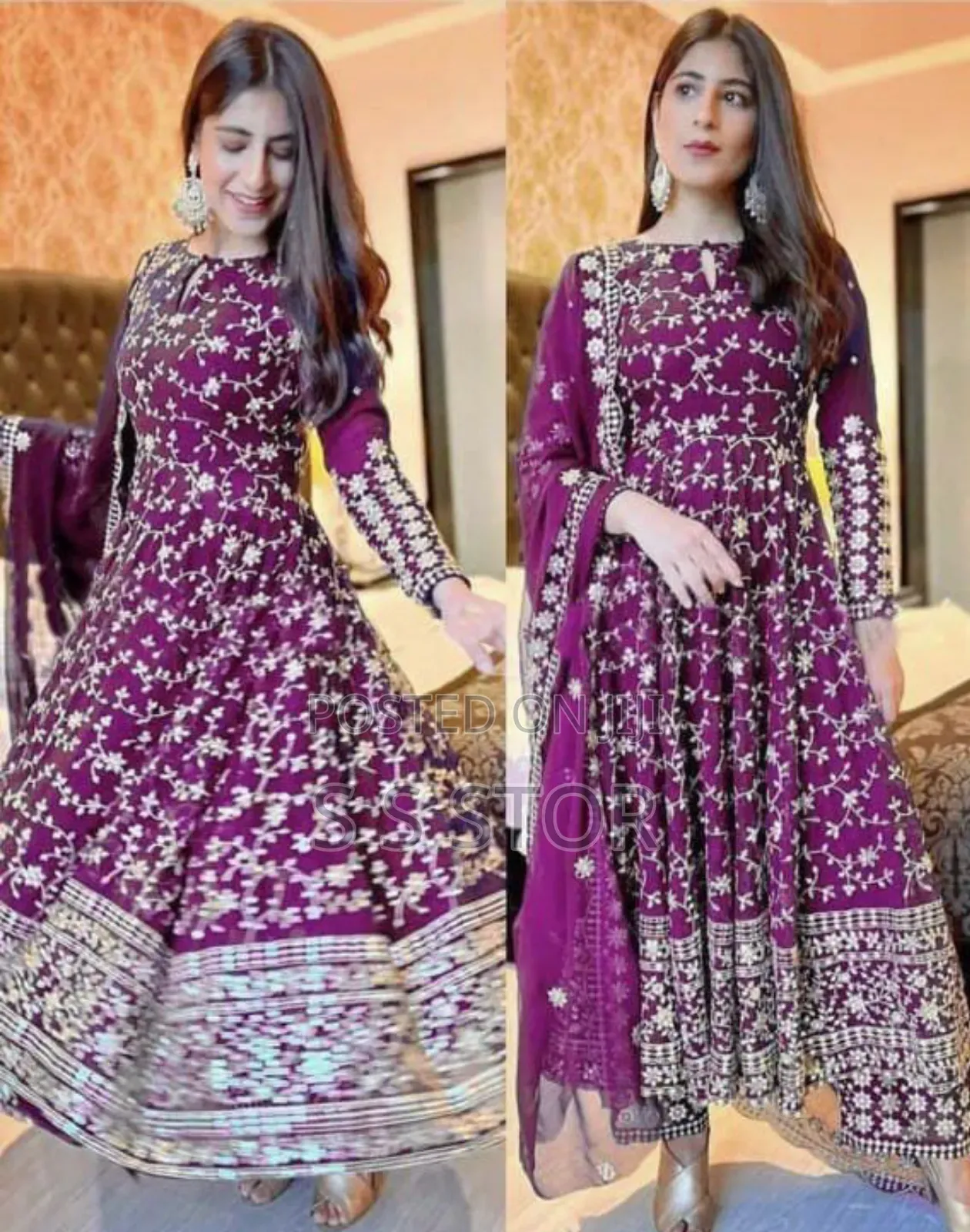 সেমি-স্টিচ আনারকলি গাউন ইন্ডিয়ান জরজেট