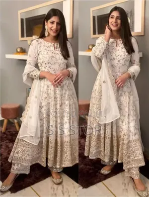 সেমি-স্টিচ আনারকলি গাউন ইন্ডিয়ান জরজেট