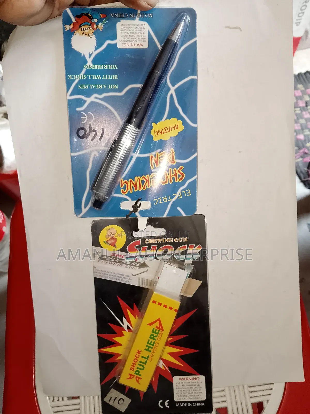 Electric Shocking Pen/Chewing Gums That Delivers Electric Shock.