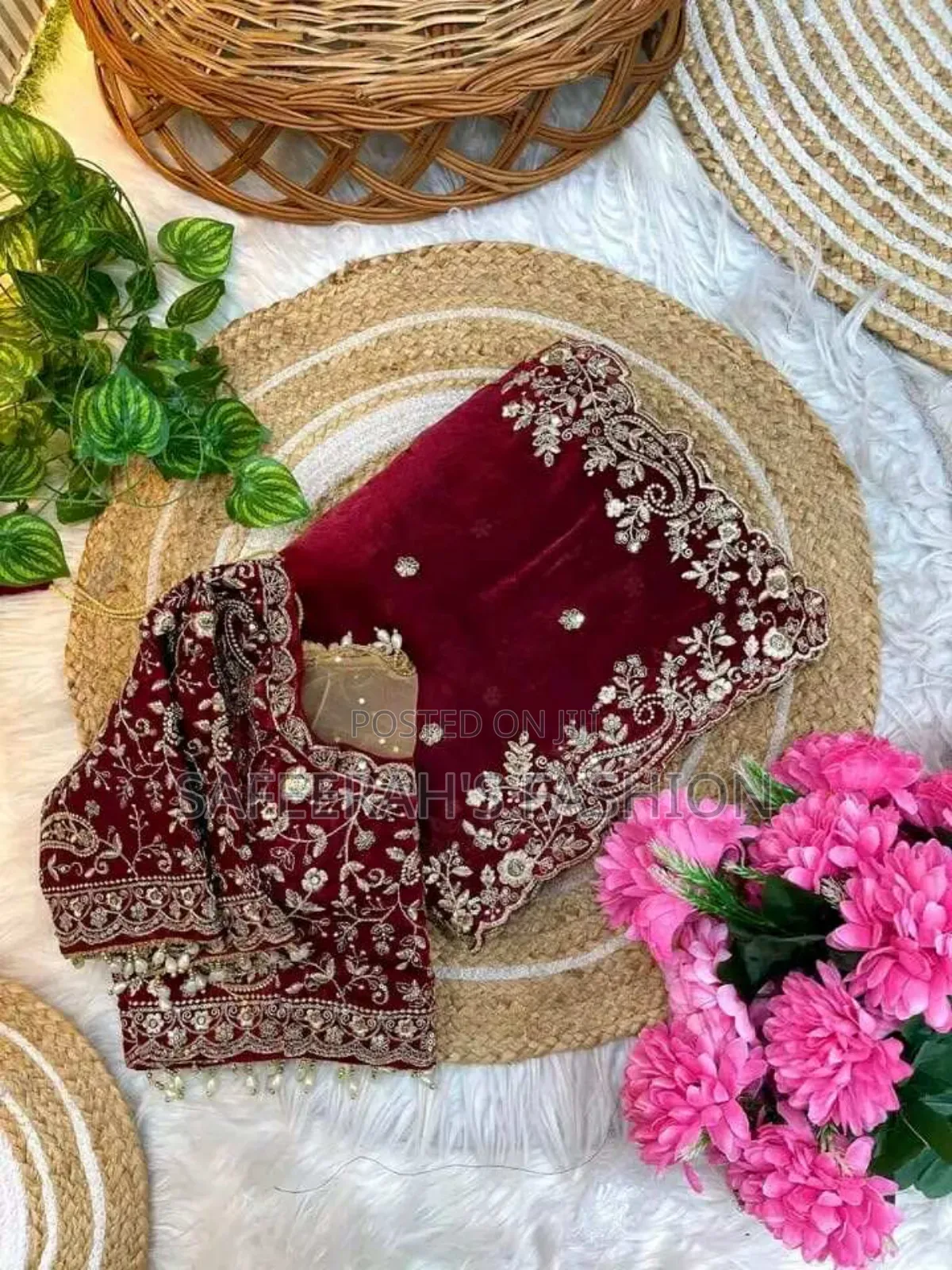 Original High Quality Embroidery and Sequence Work Saree +Blouse Sj