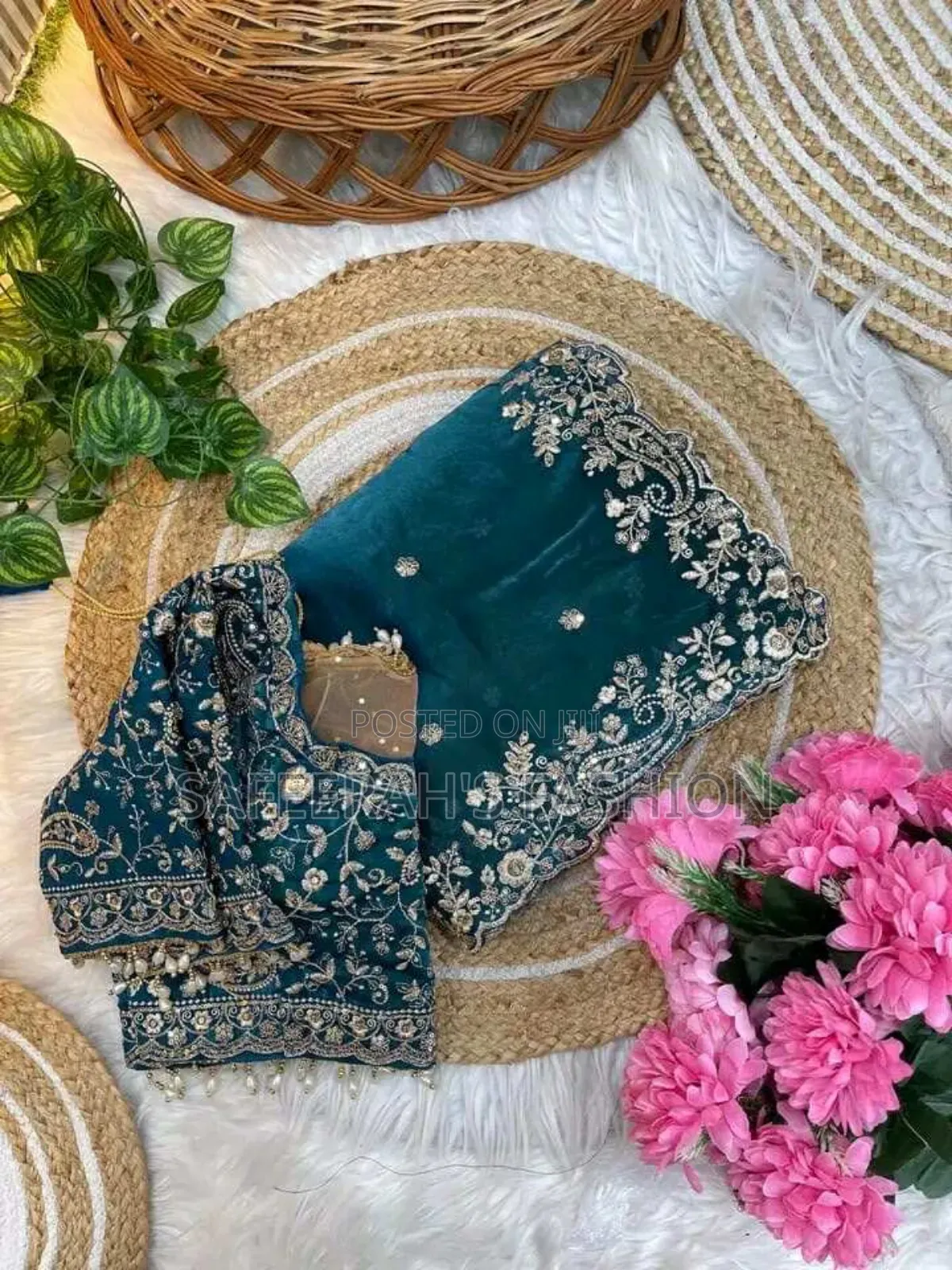 Original High Quality Embroidery and Sequence Work Saree +Blouse Sj