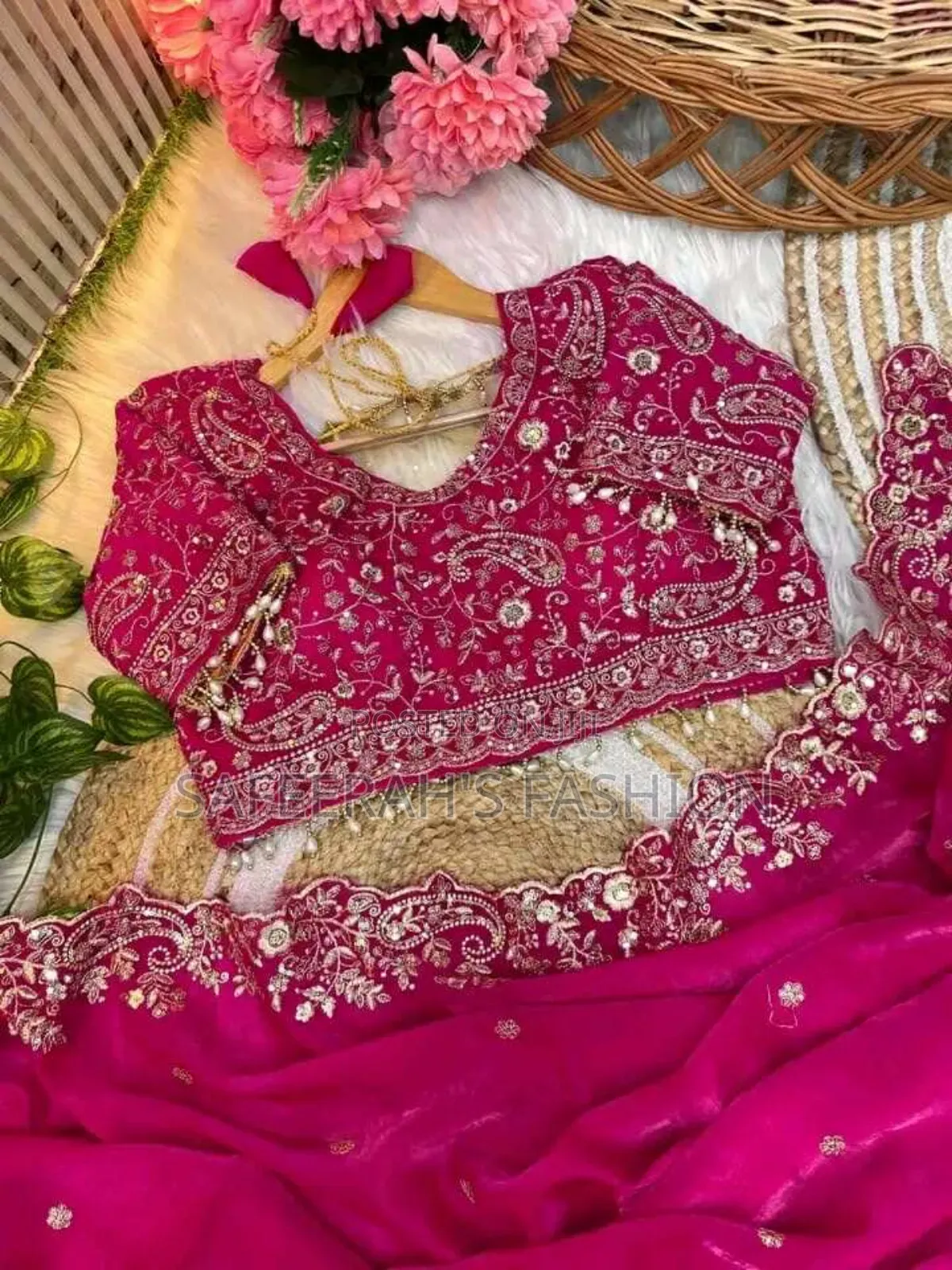 Original High Quality Embroidery and Sequence Work Saree +Blouse Sj