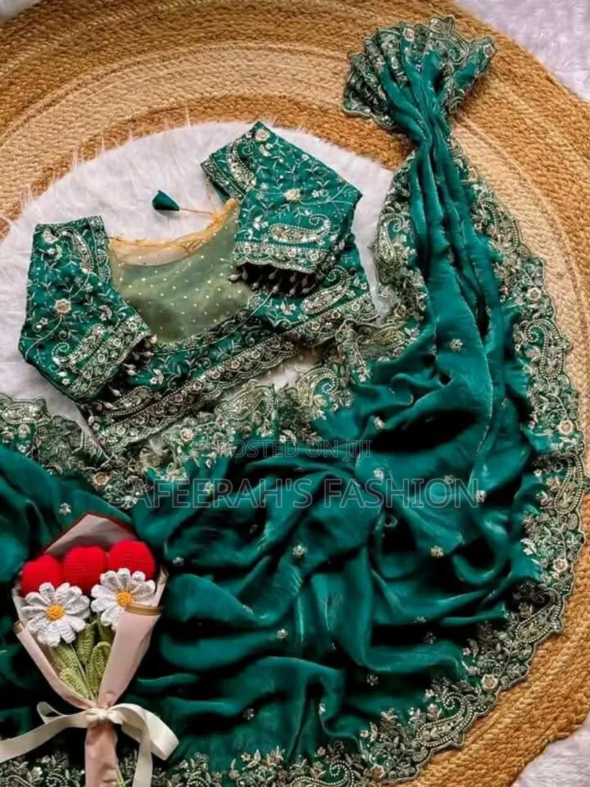 Original High Quality Embroidery and Sequence Work Saree +Blouse Sj