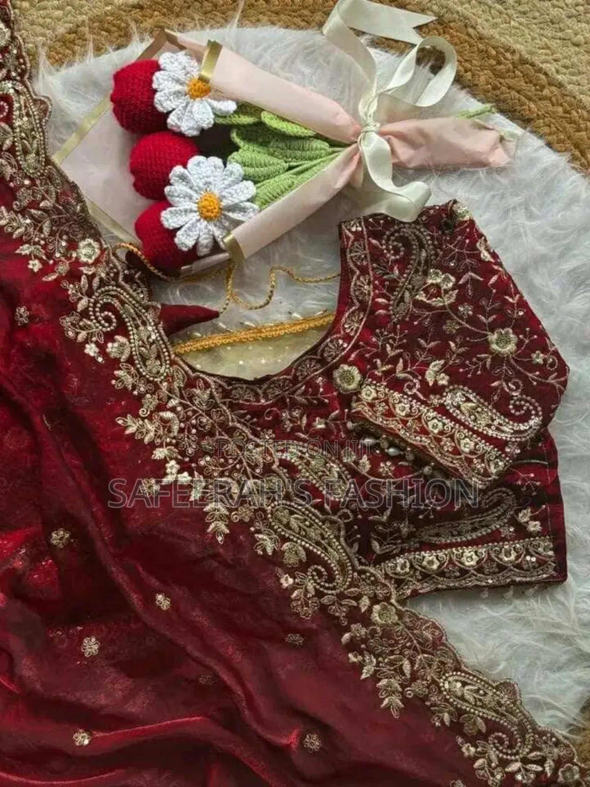 Original High Quality Embroidery and Sequence Work Saree +Blouse Sj