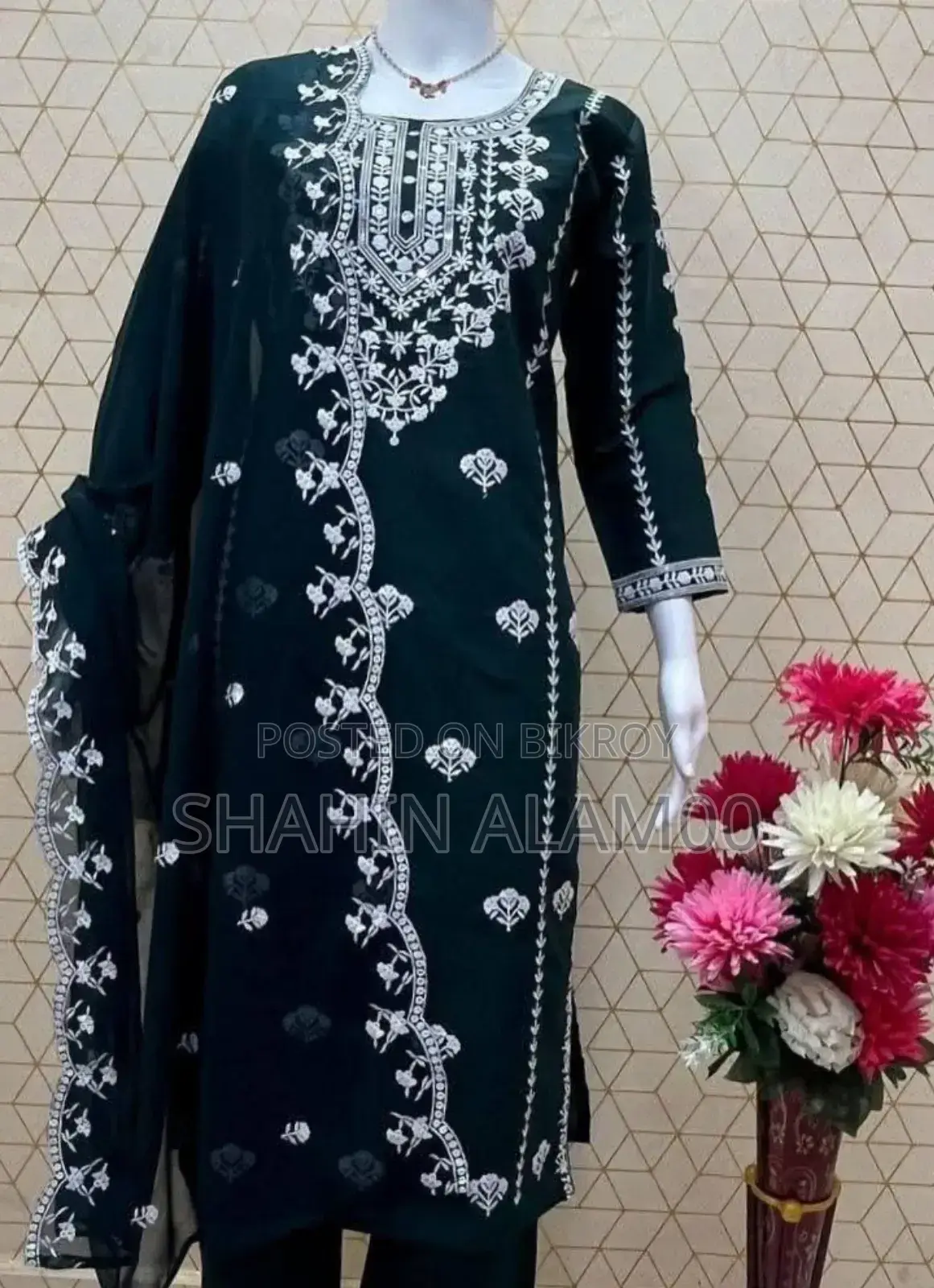Heavy Embroidered Stitched Three-Piece Set