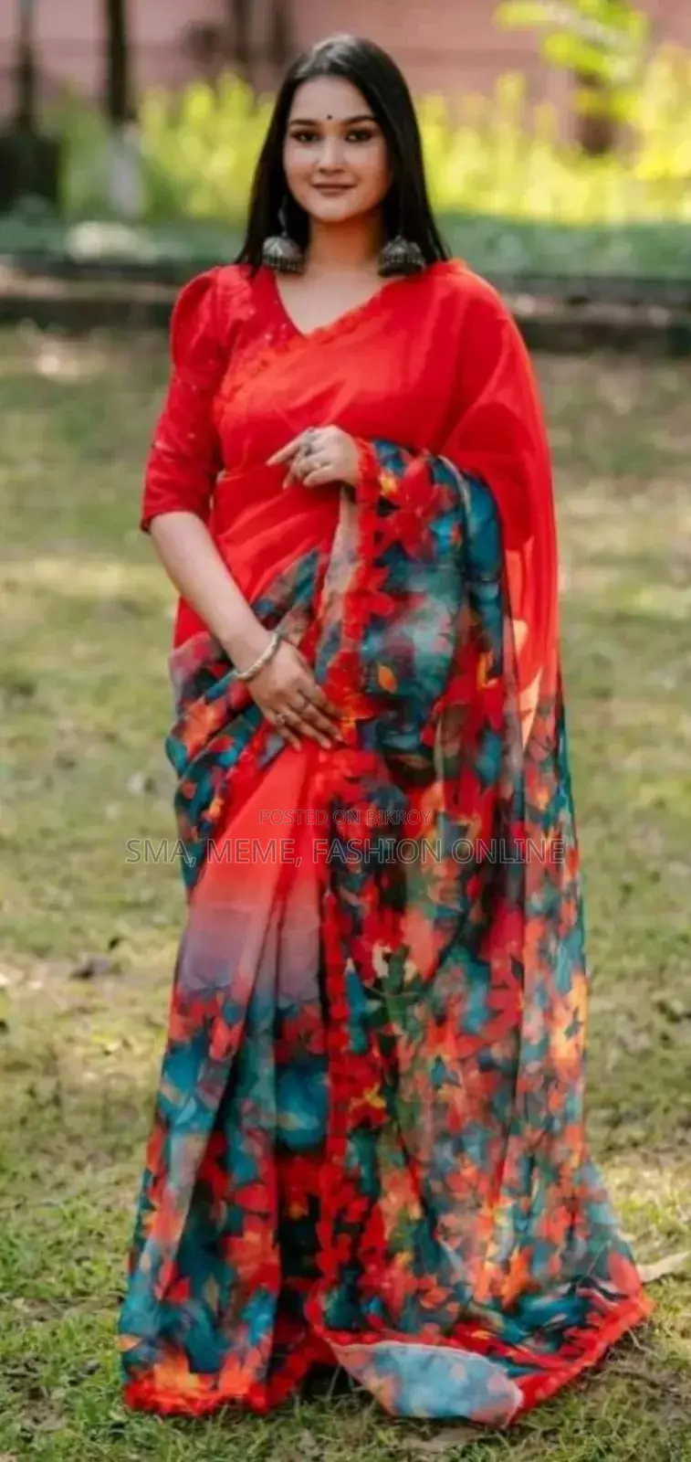 হাফ সিল্ক শাড়ী উইথ ব্লাউজ পিস