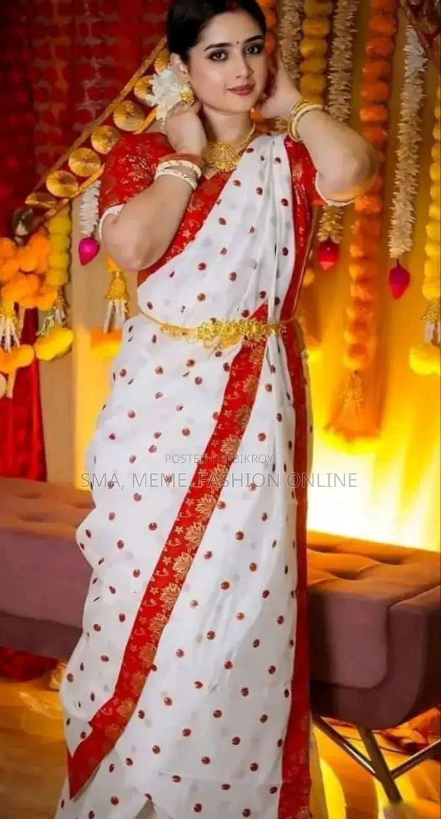 হাফ সিল্ক শাড়ী উইথ ব্লাউজ পিস