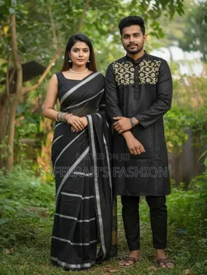 Photo - হাফ সিল্ক শাড়ি পাঞ্জাবি কাপড় সেট R