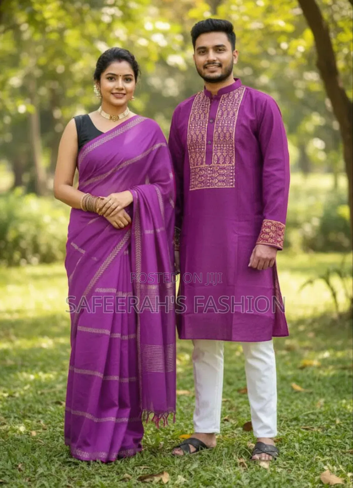 হাফ সিল্ক শাড়ি পাঞ্জাবি কাপড় সেট R