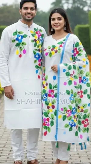 Panjabi Three Piece Couple Set