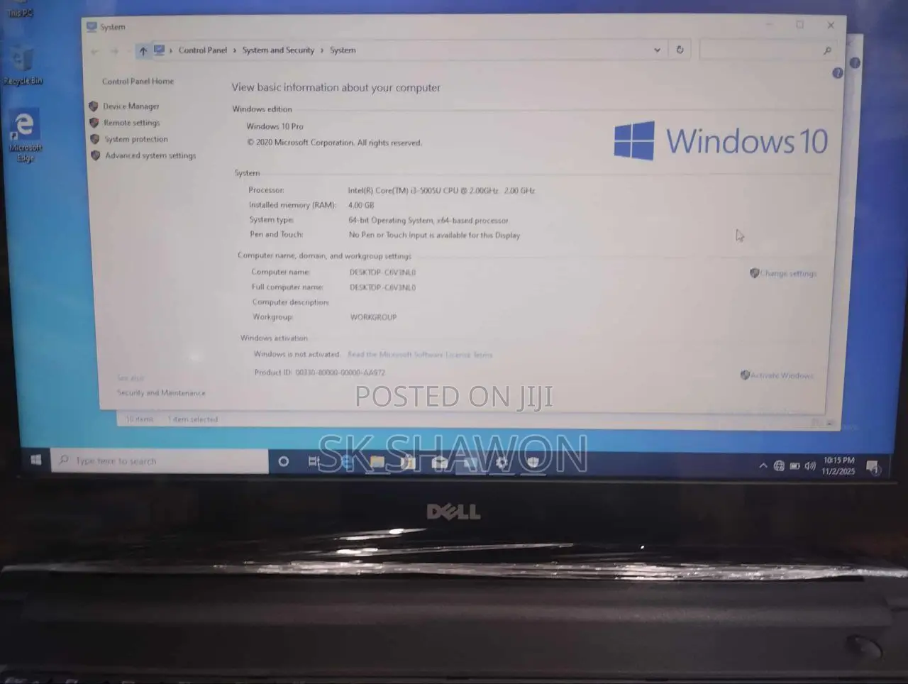 Laptop Dell Inspiron 15 3592 6GB Intel Core I3 SSD 256GB