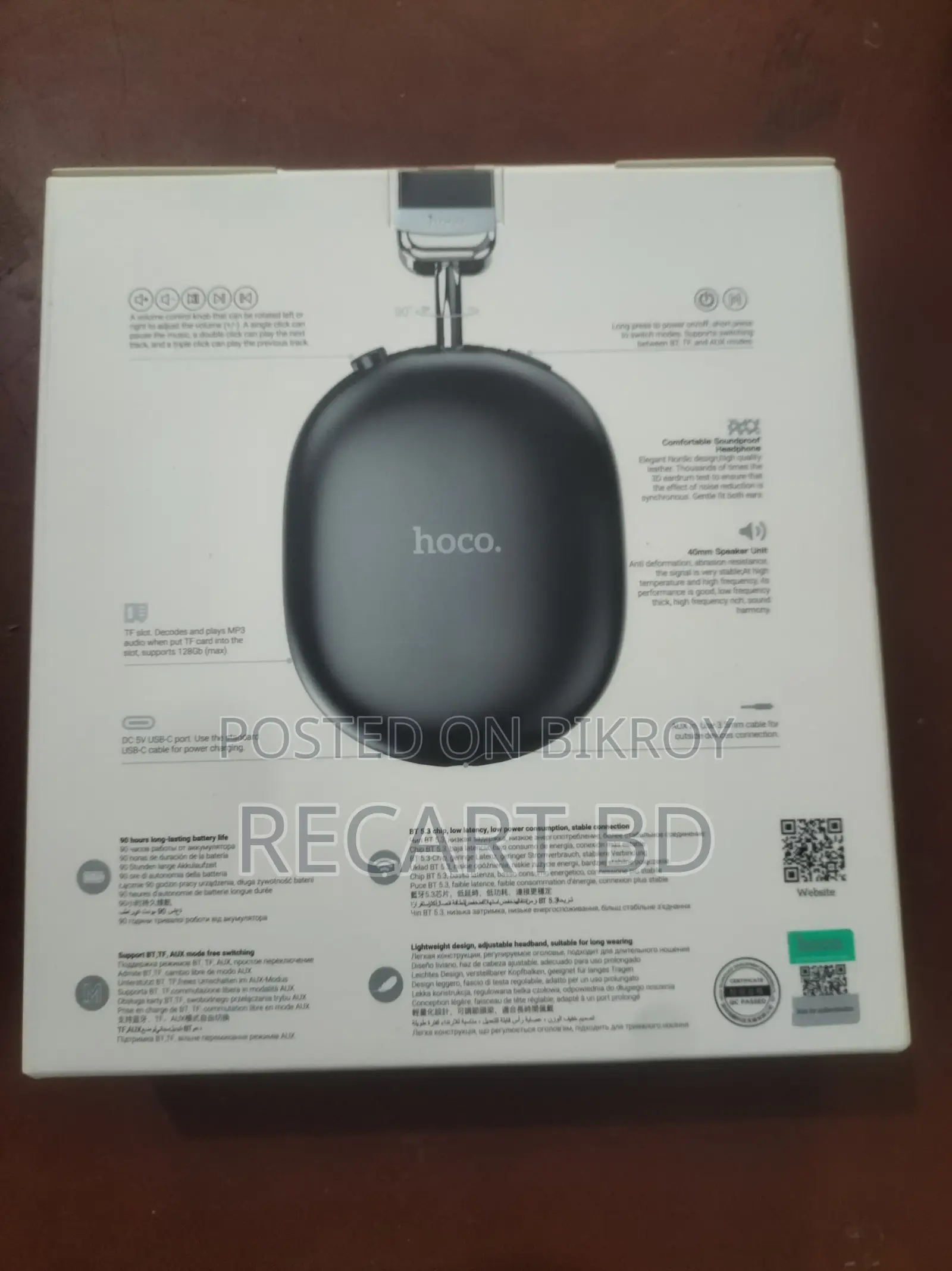 Hoco W35 Max এয়ারপডস ম্যাক্স ডিজাইনের ওয়্যারলেস হেডফোন