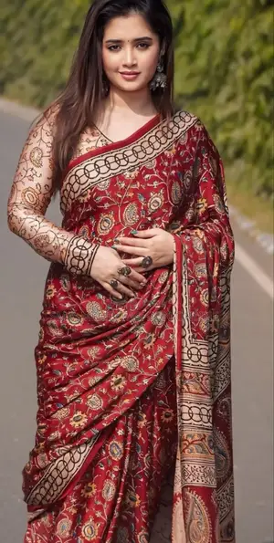 হাফ সিল্ক শাড়ি উইথ ব্লাউজ পিস