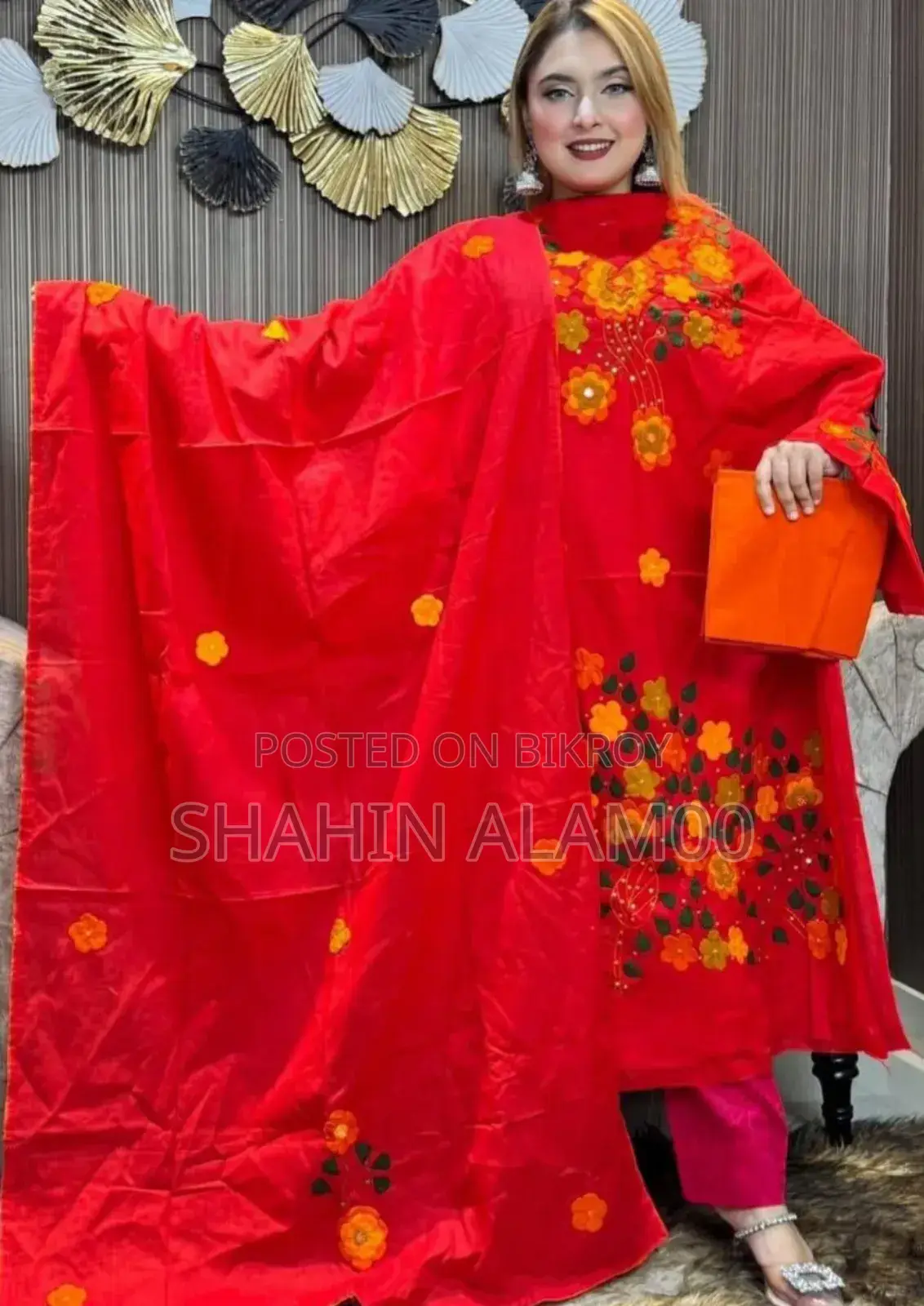 Applique Work Three-Piece Dress