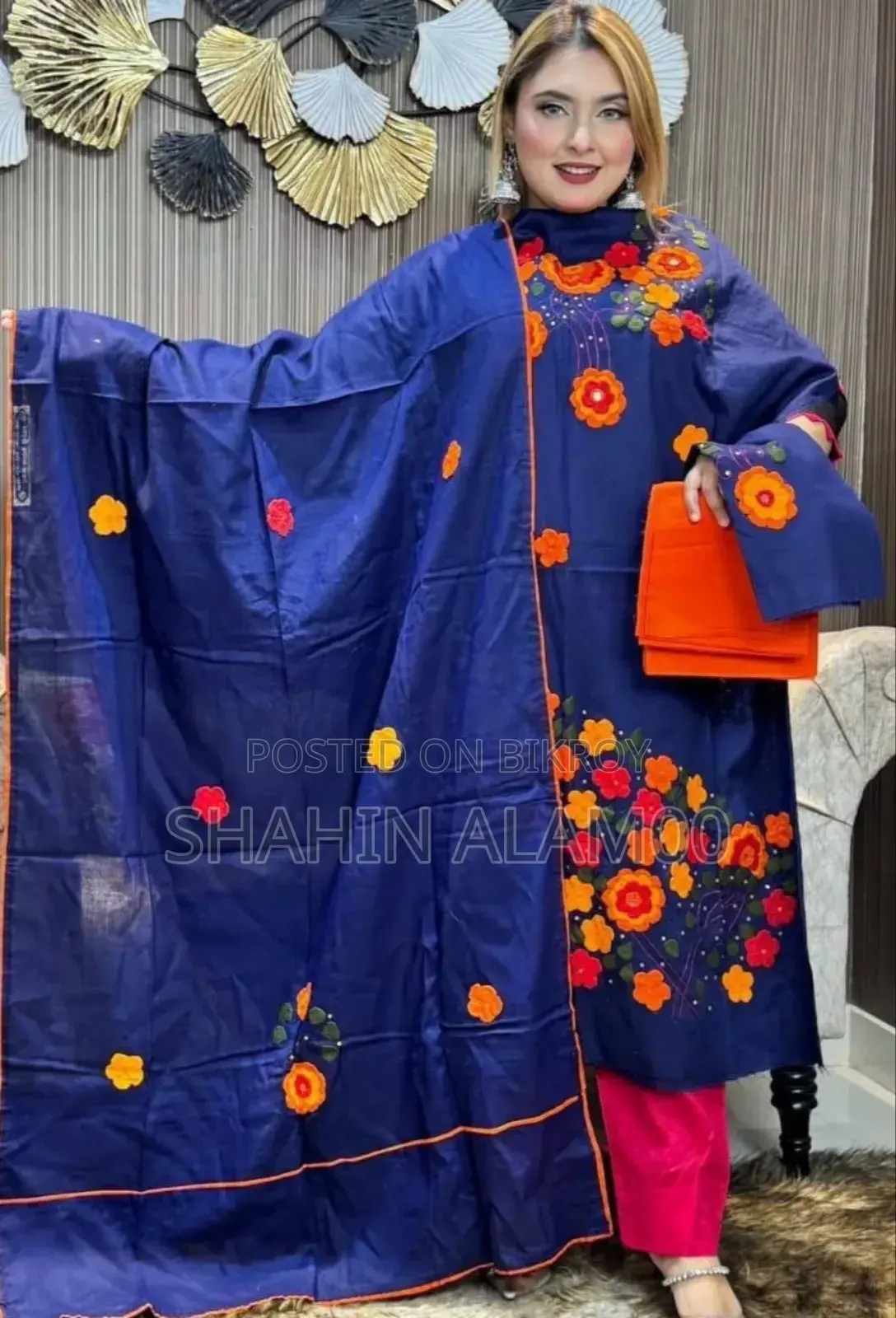 Applique Work Three-Piece Dress