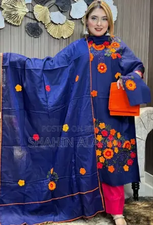 Applique Work Three-Piece Dress