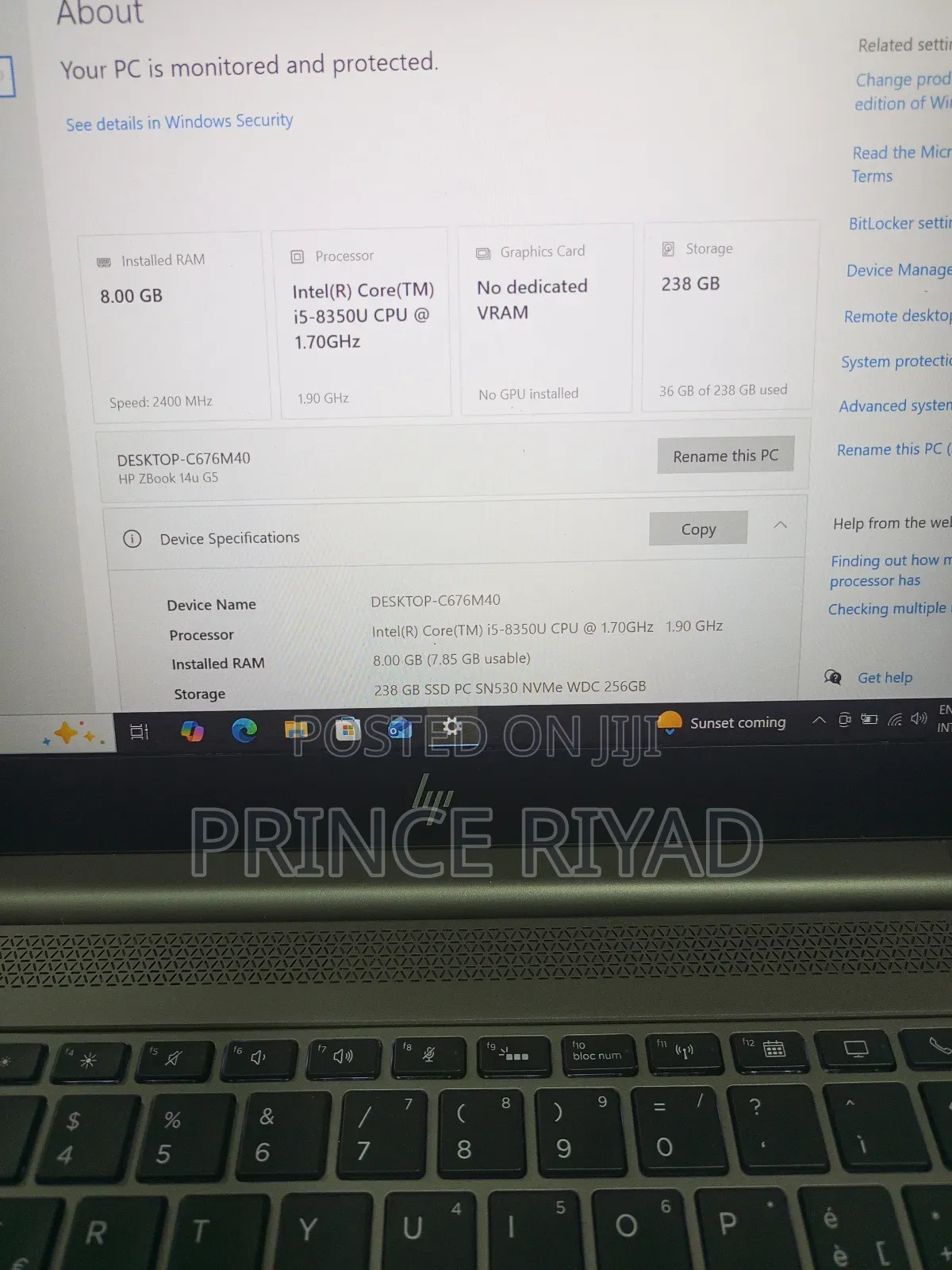 Laptop HP ZBook 14u G5 8GB Intel Core I5 SSD 256GB