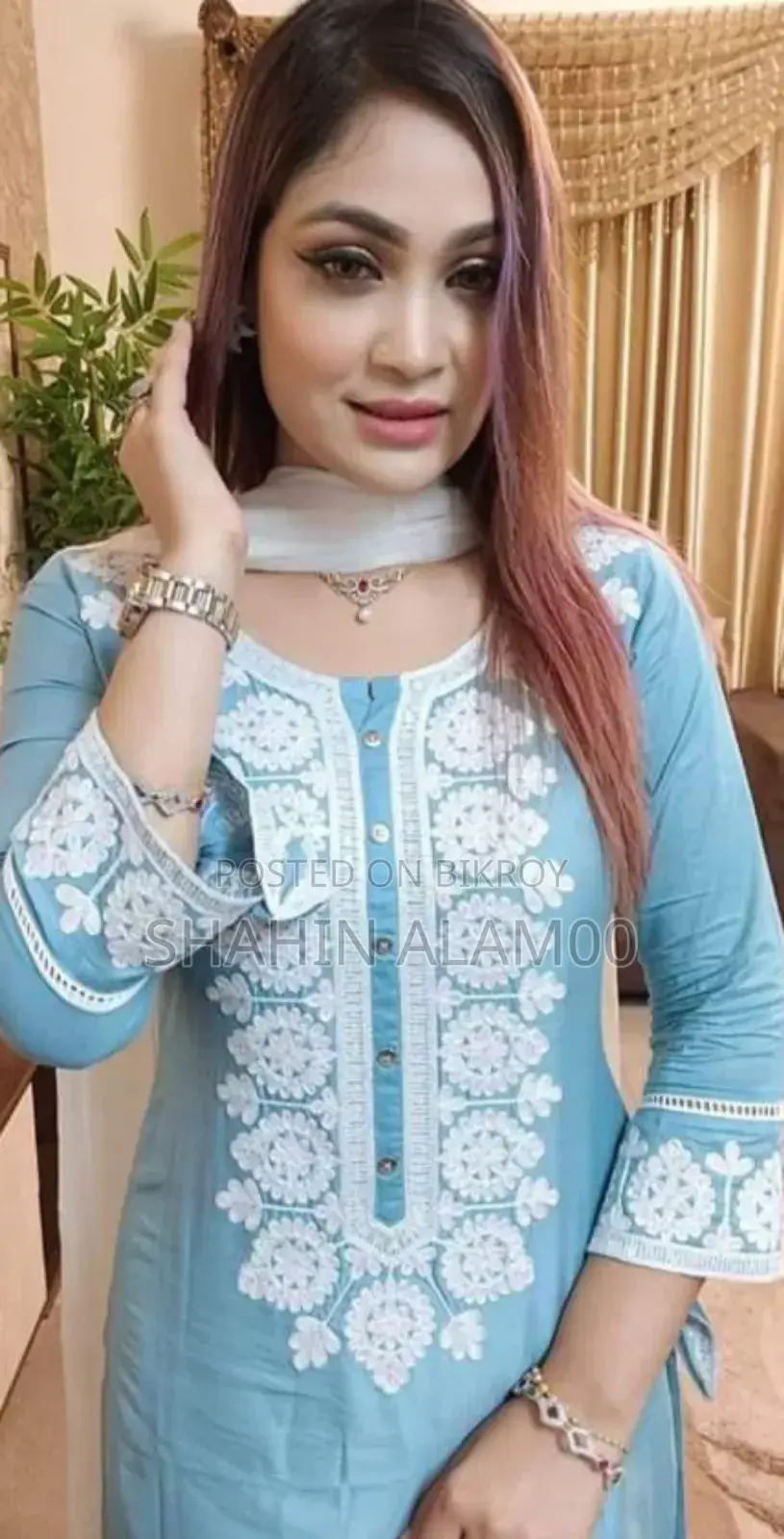 Indian Aari Embroidery Ready-made Three-Piece Set