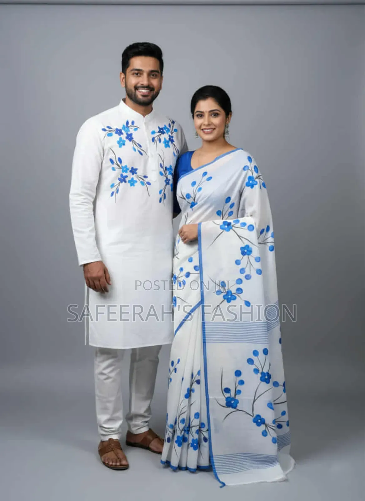  হ্যান্ড পেইন্ট কাপড় সেট শাড়ি পাঞ্জাবি R