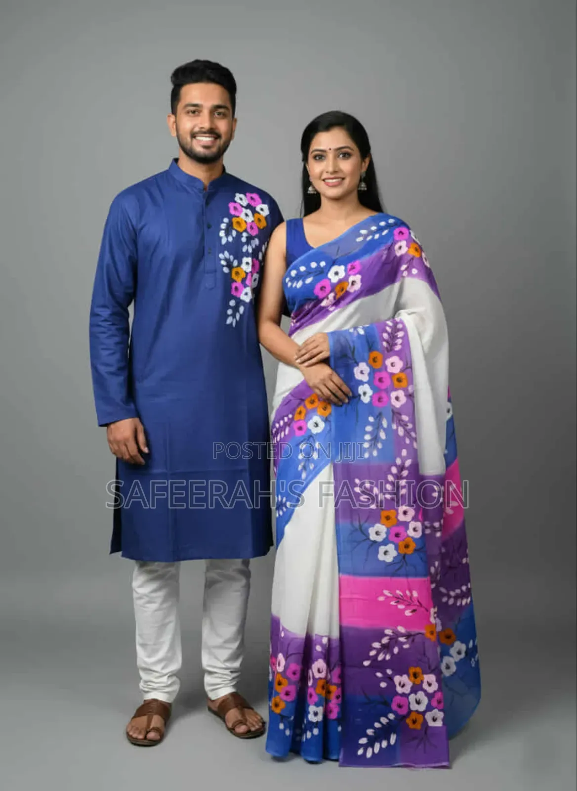  হ্যান্ড পেইন্ট কাপড় সেট শাড়ি পাঞ্জাবি R