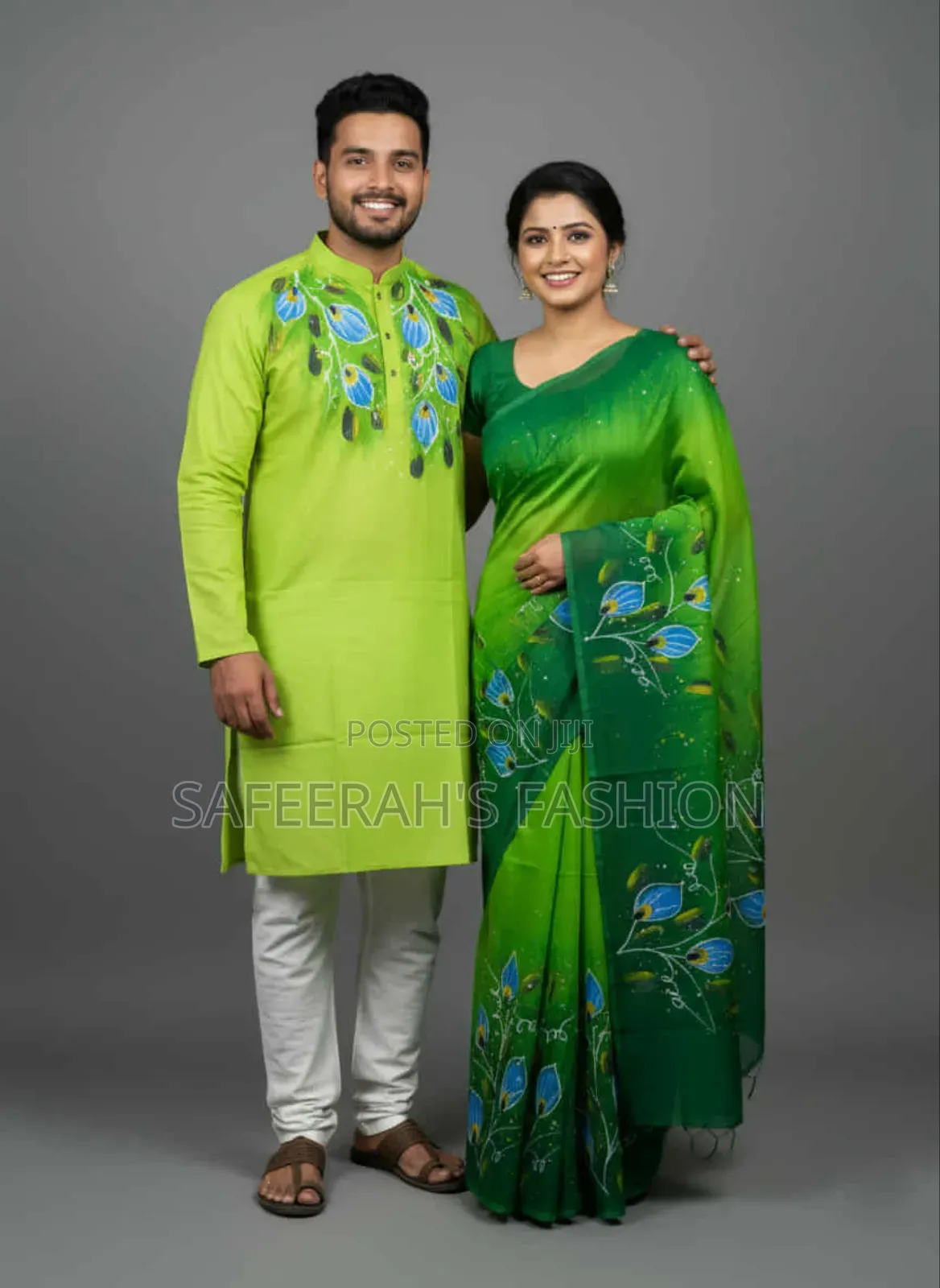  হ্যান্ড পেইন্ট কাপড় সেট শাড়ি পাঞ্জাবি R