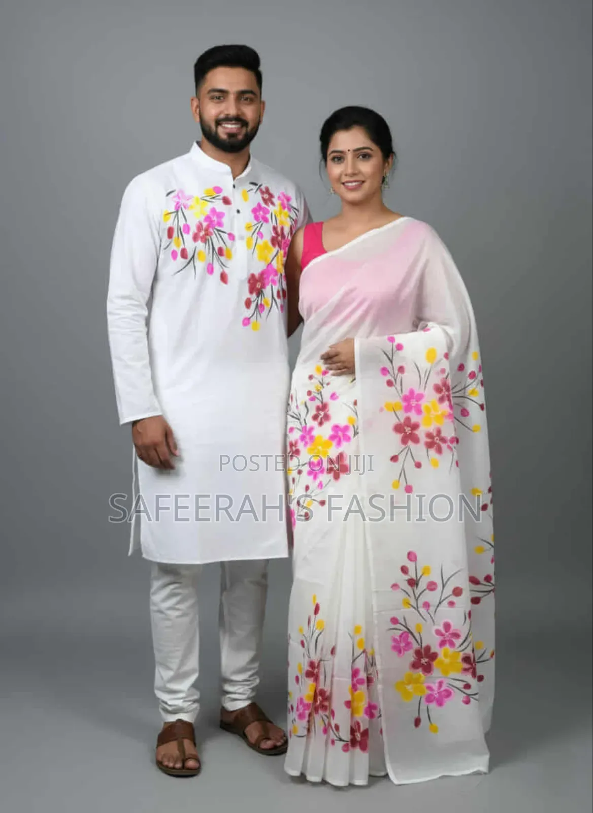  হ্যান্ড পেইন্ট কাপড় সেট শাড়ি পাঞ্জাবি R