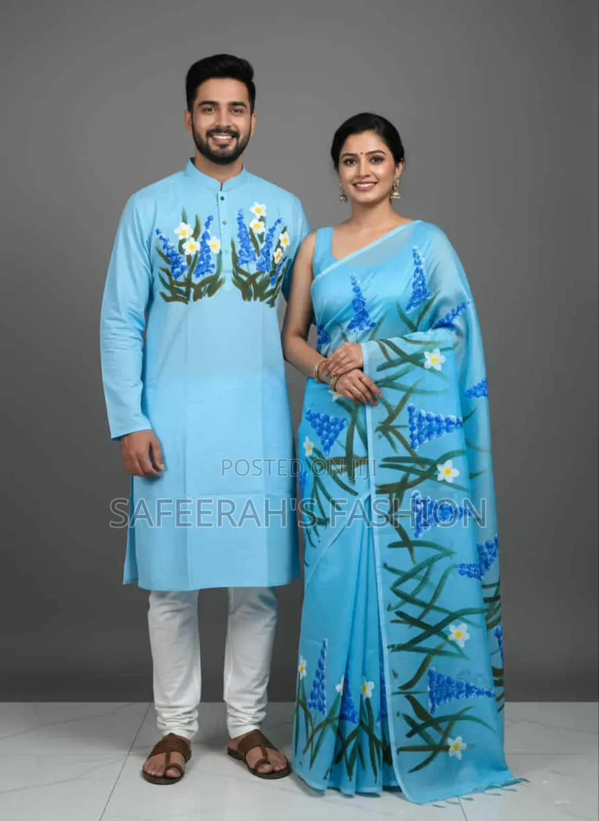  হ্যান্ড পেইন্ট কাপড় সেট শাড়ি পাঞ্জাবি R