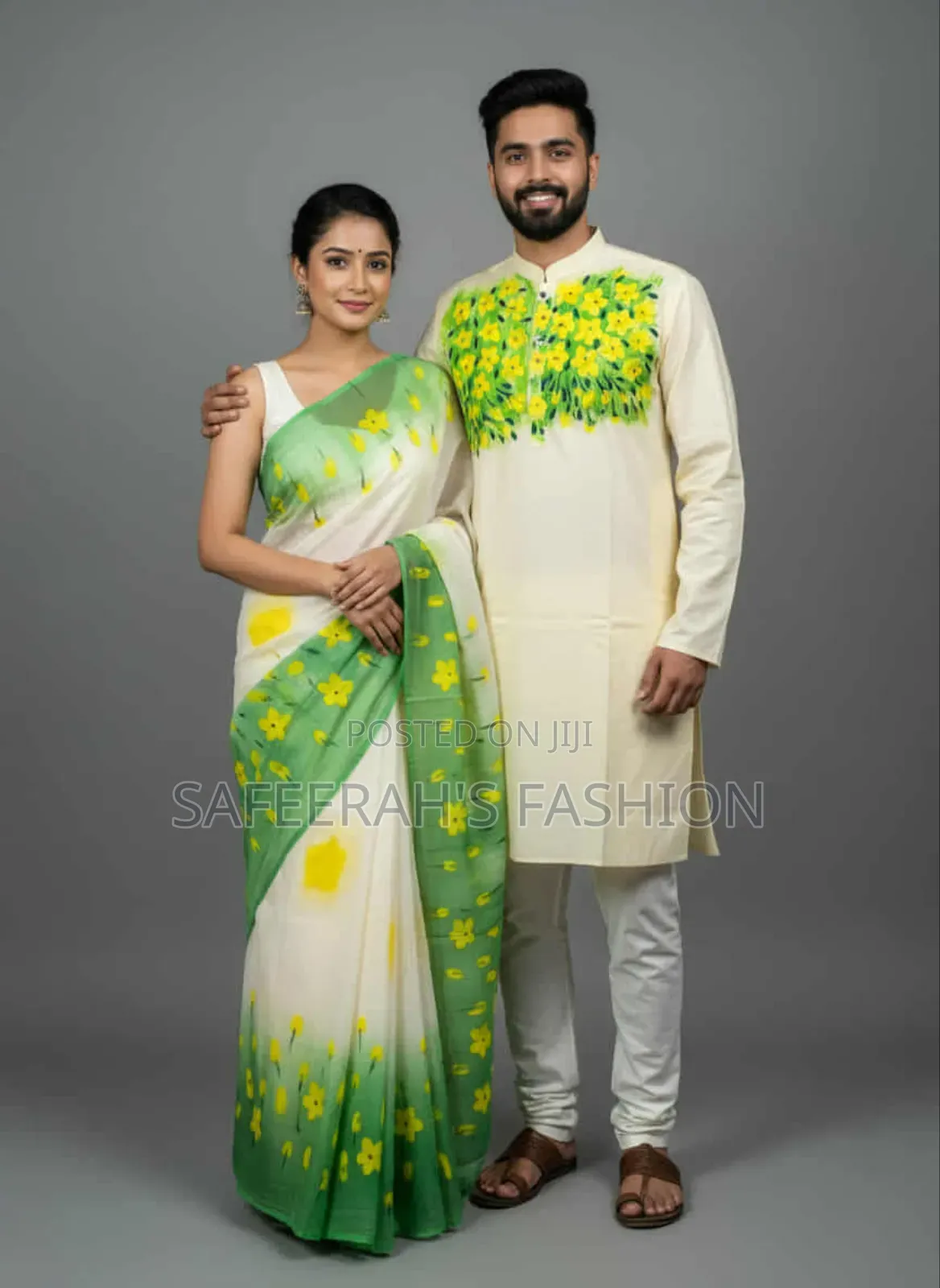  হ্যান্ড পেইন্ট কাপড় সেট শাড়ি পাঞ্জাবি R