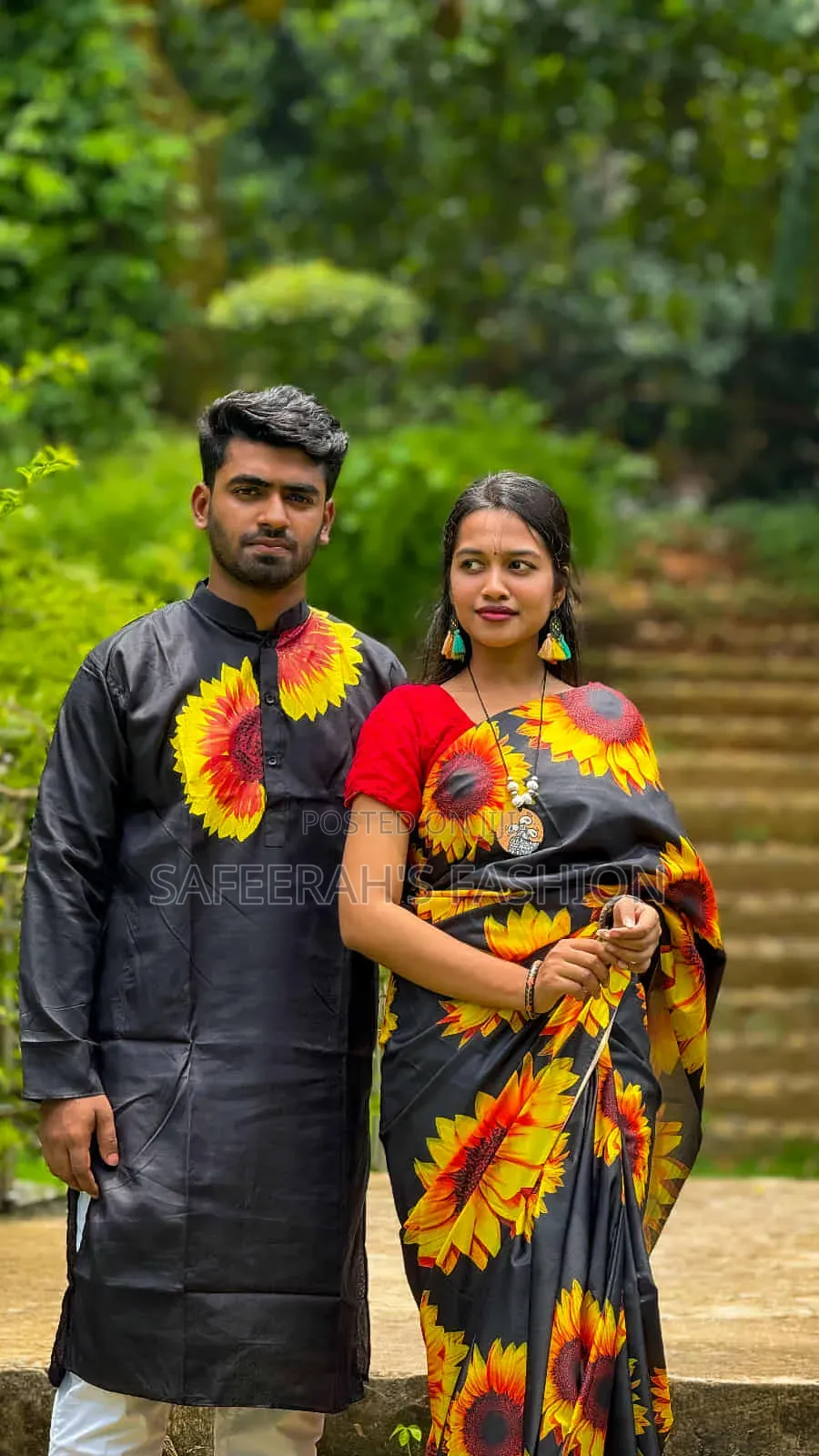  চান্দুরি সিল্ক শাড়ি ও পাঞ্জাবি কাপল সেট r