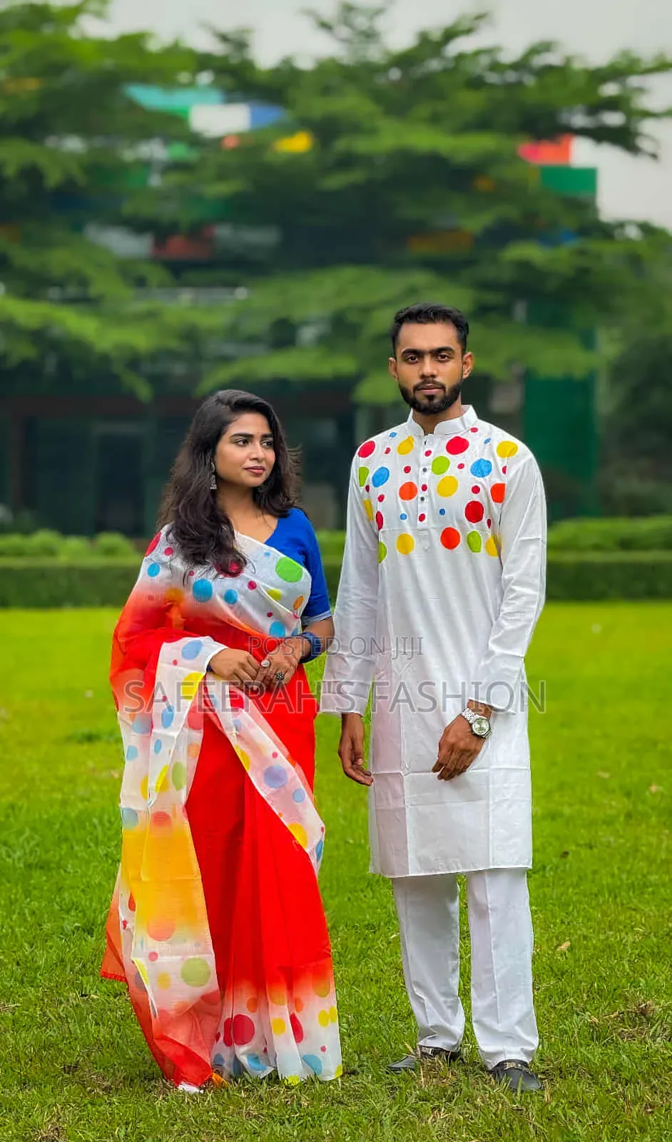  চান্দুরি সিল্ক শাড়ি ও পাঞ্জাবি কাপল সেট r