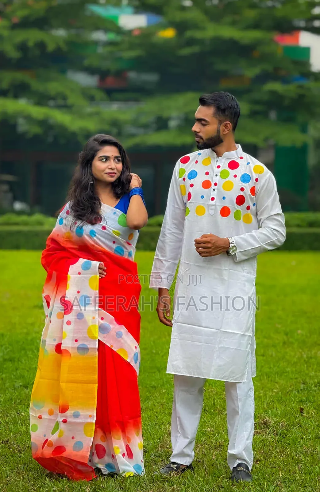  চান্দুরি সিল্ক শাড়ি ও পাঞ্জাবি কাপল সেট r