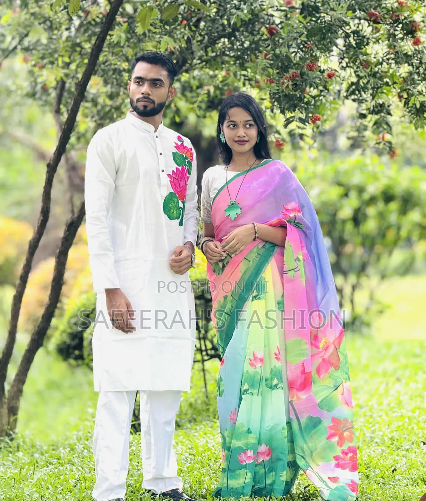  চান্দুরি সিল্ক শাড়ি ও পাঞ্জাবি কাপল সেট r