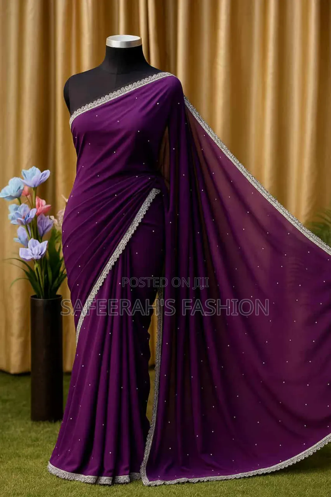 জর্জেট স্টোন কাজে করা শাড়ি 
R