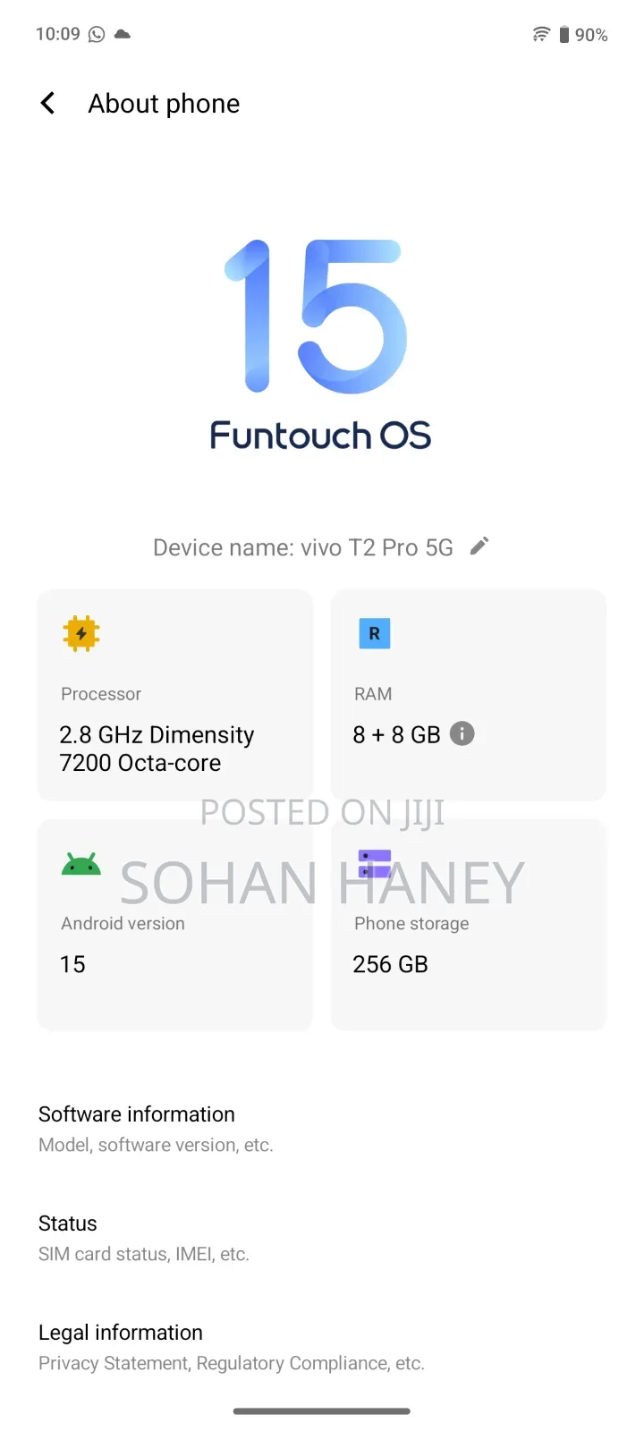 Vivo T2x (India) 128 GB White