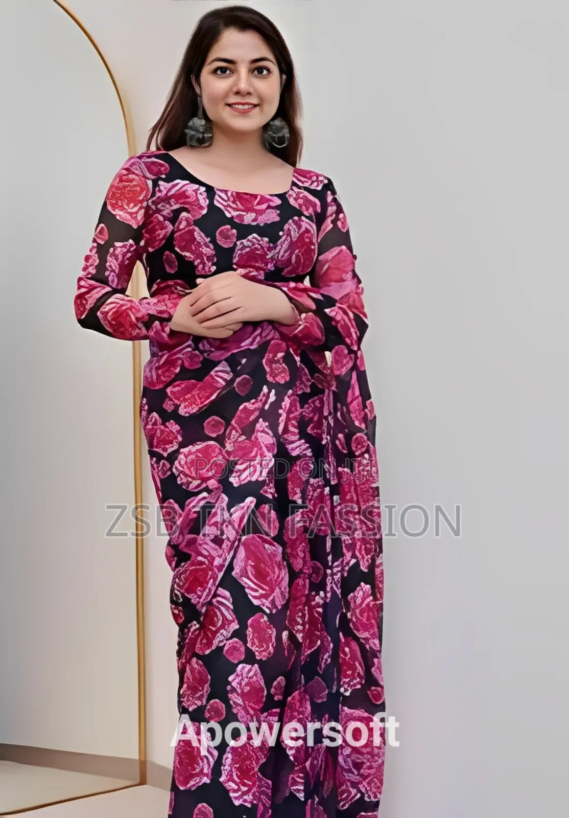 নিখুত ডিজাইনের জর্জেট শাড়ি