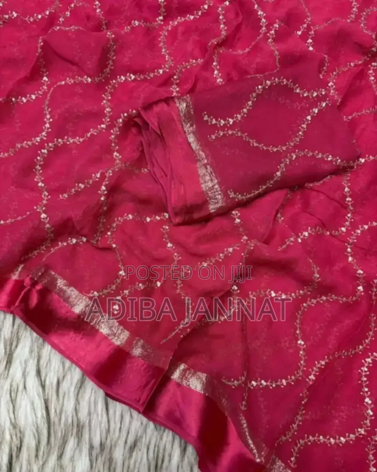 Georgette Shari Shari Fabric - Embroidery Pure Georgette